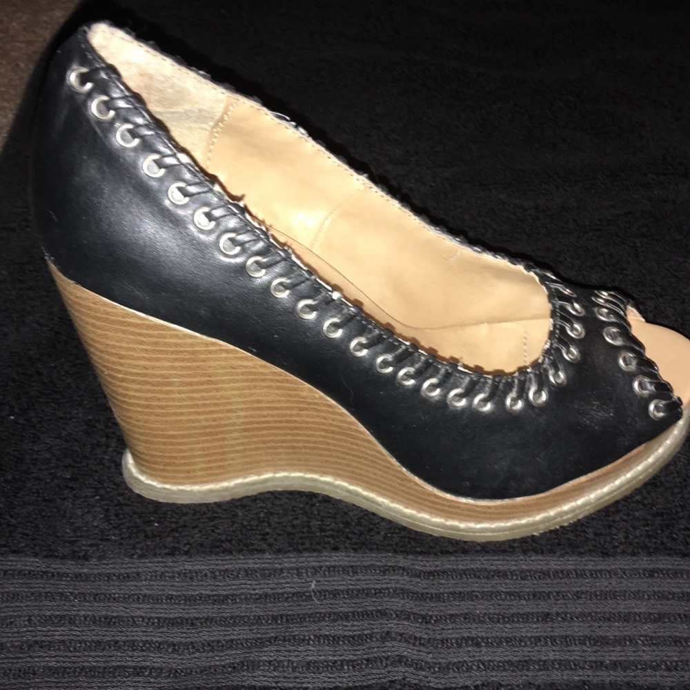 Wedge heels leather with laces